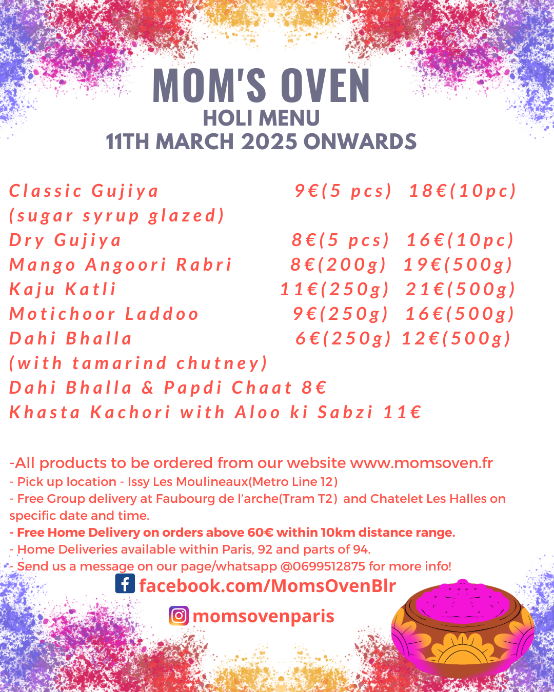 Mom's Oven Holi Menu 2025